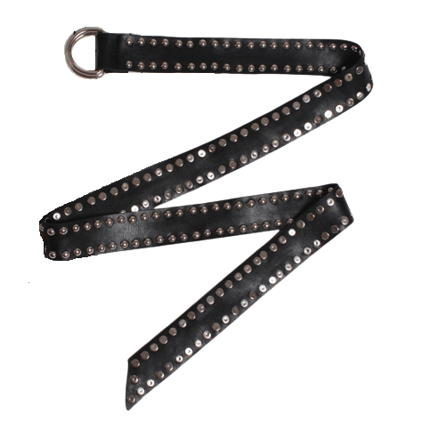 Punk Style Rivets Long Black Belt / Stylish Leather Accessories - HARD'N'HEAVY