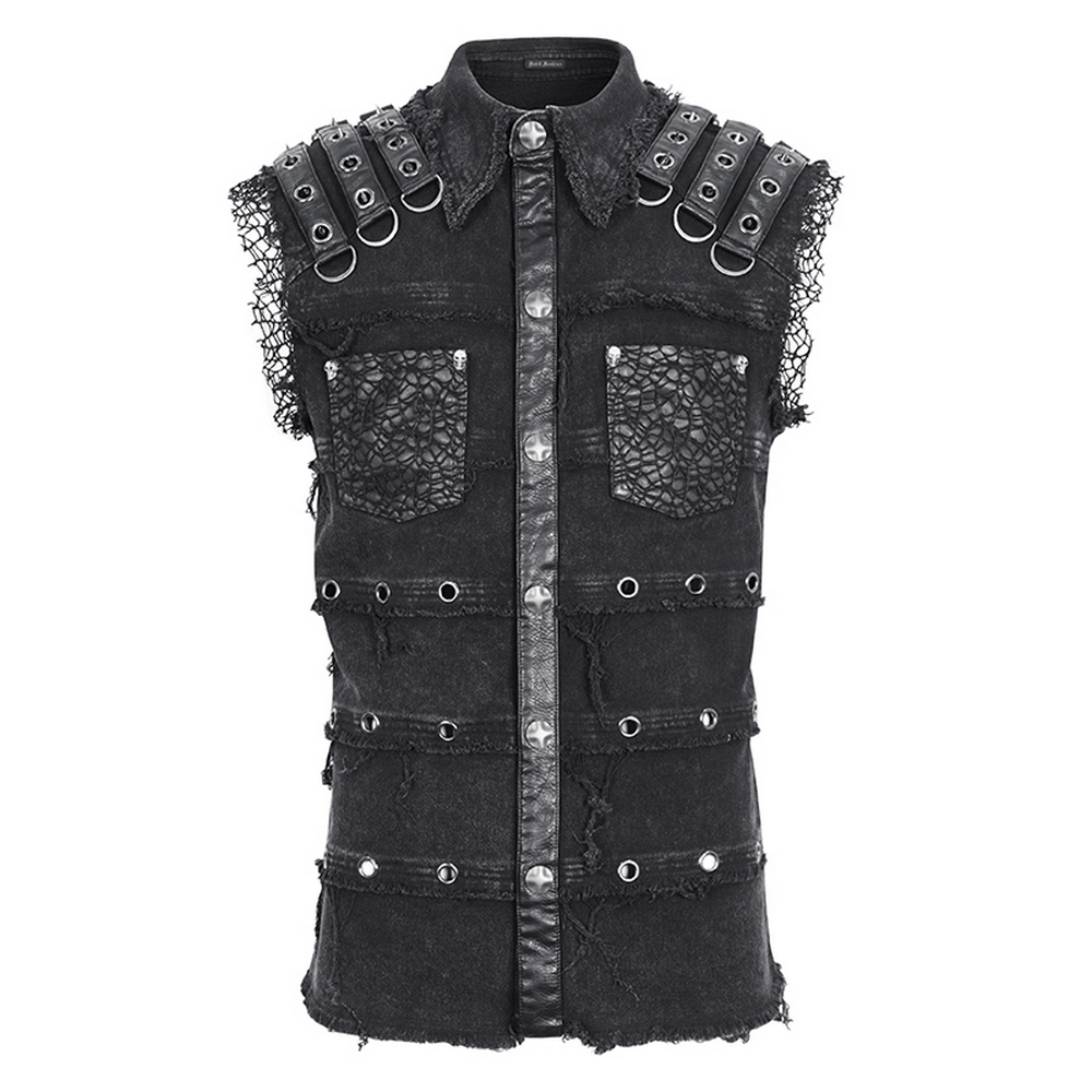 Punk Style Sleeveless Black Studded Vest for Men