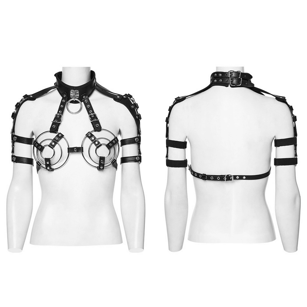 Punk-Style Synthetic Leather Bra Harness for Women