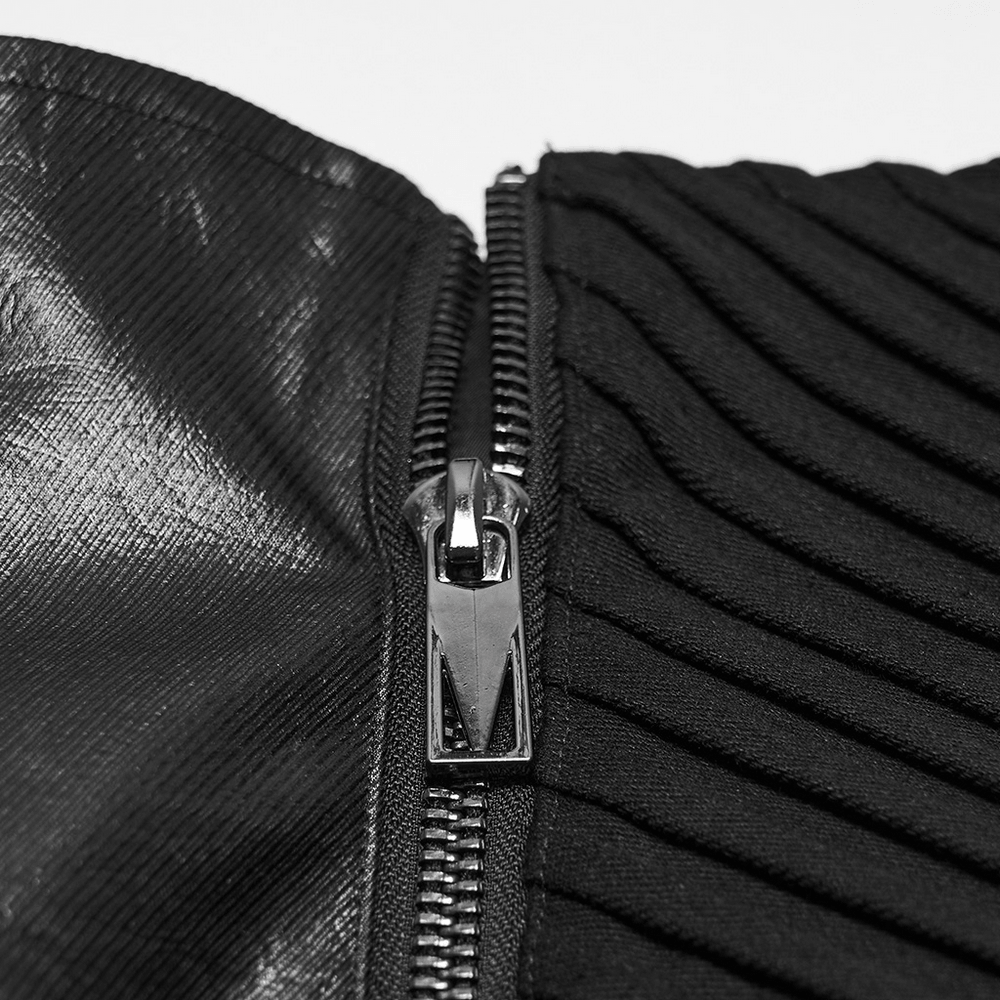 Langärmliges Herren-Oberteil im Gothic-Punk-Stil mit geometrischem Strickmuster