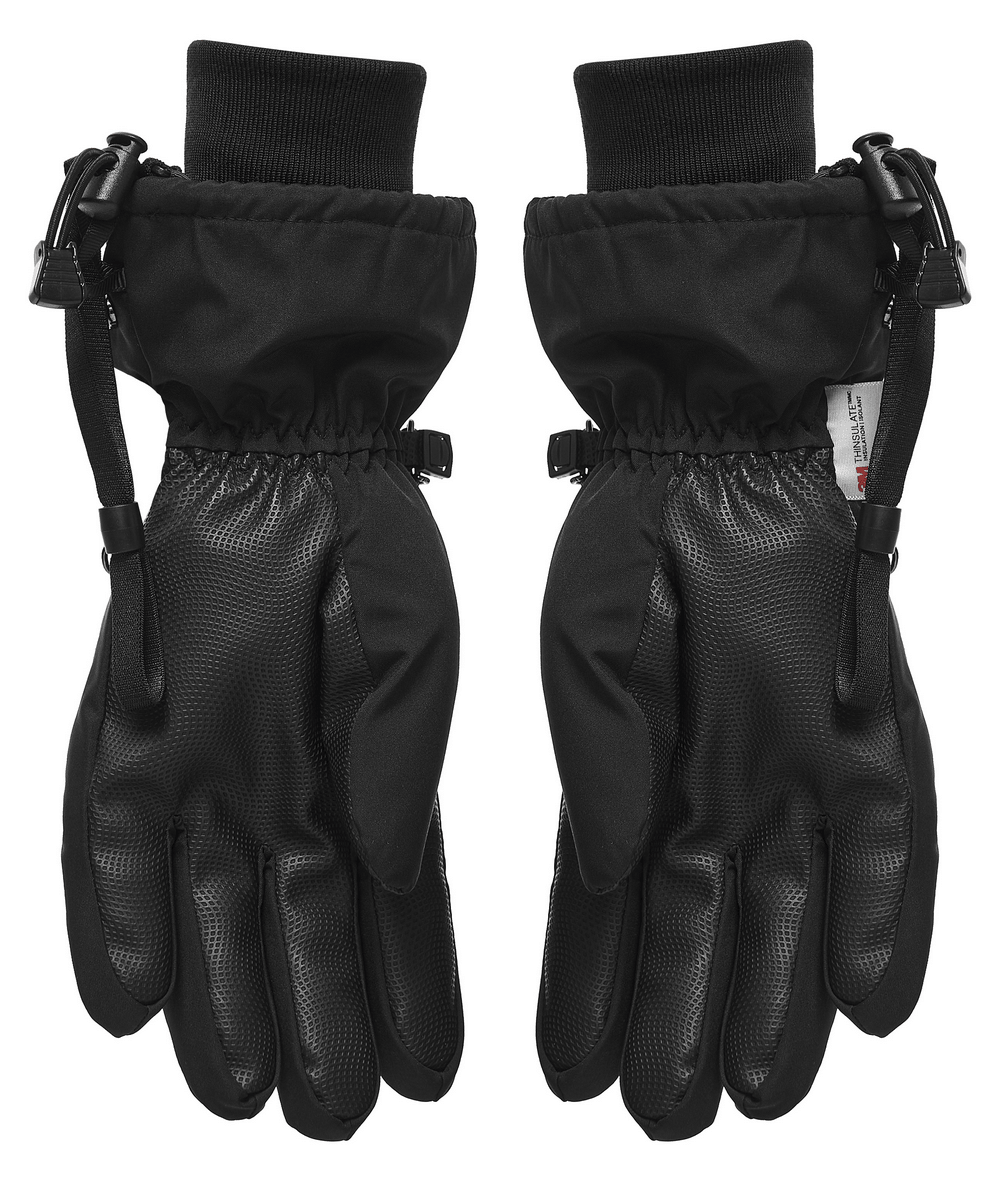 Punk Techwear Gloves with Skull and Chain Details black waterproof insulated winter gloves with zipper pocket and chains