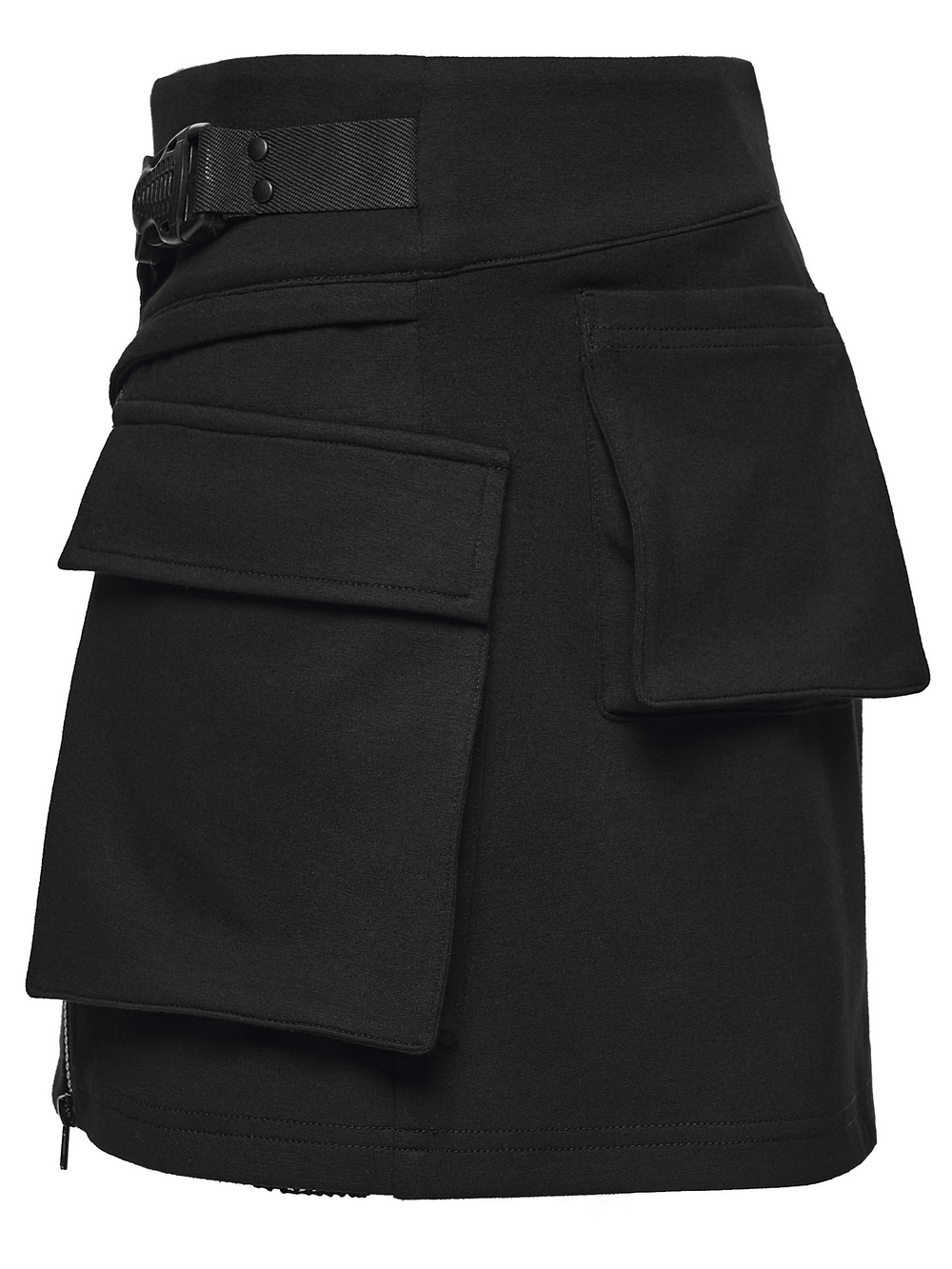 Punk Techwear Skirt with Adjustable Zippers and Pockets featuring practical 3D pockets and stylish zippers.