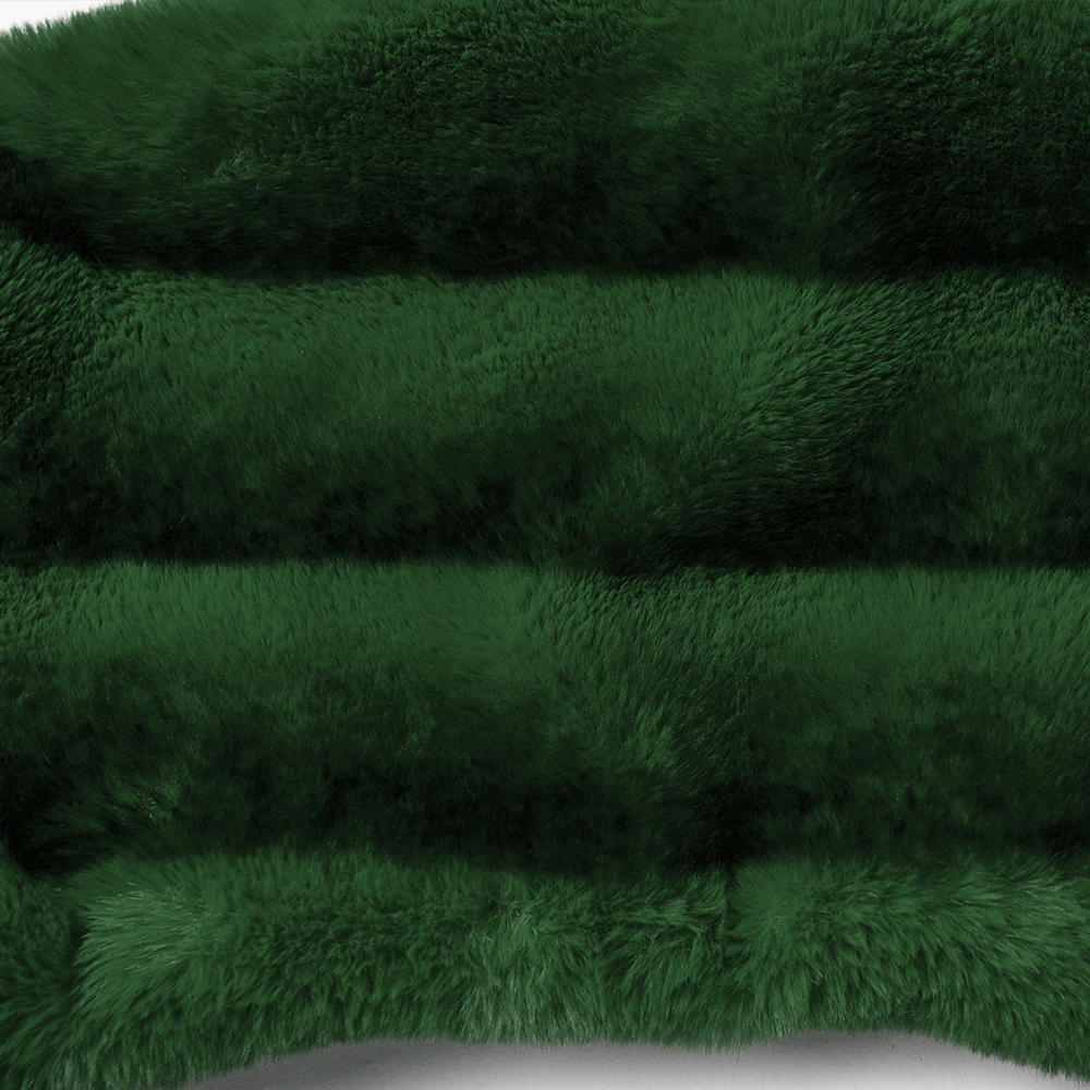 Punk Ultra-Soft Fur Jacket with Studded Shoulder Straps in luxurious green faux fur texture.