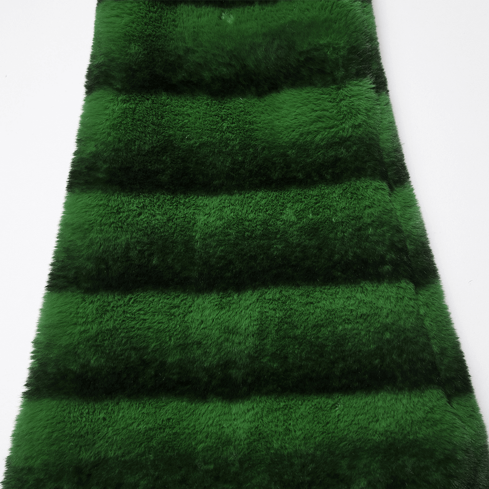 Punk Ultra-Soft Fur Leg Warmers with Striped Design featuring rich green and black striped faux fur.