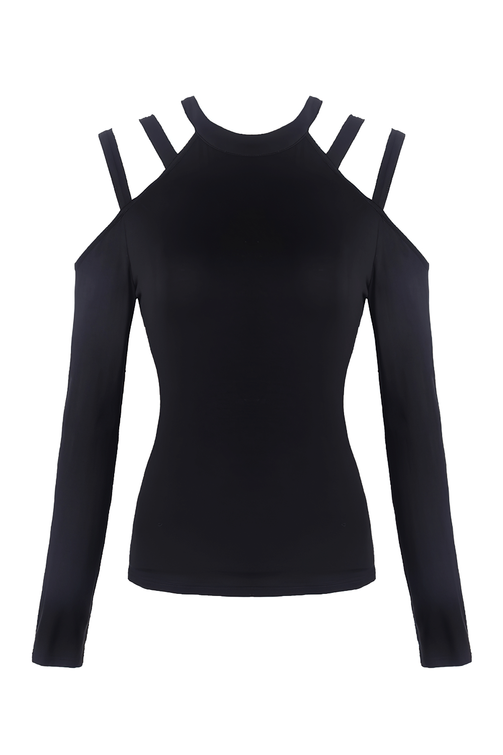 Punk Women's Long Sleeves Top with Cut Out Shoulder Straps