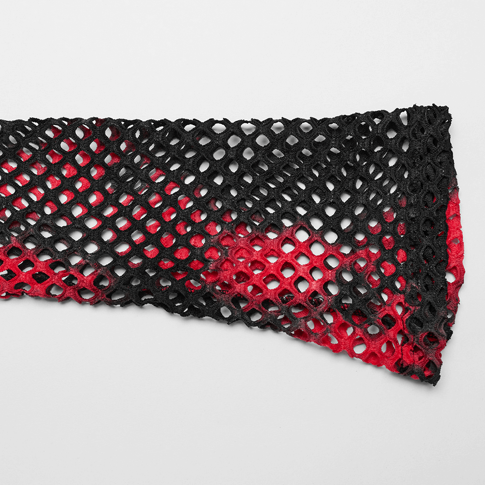 Punk Women's Tie Dye Mesh Crop Top with Hooks