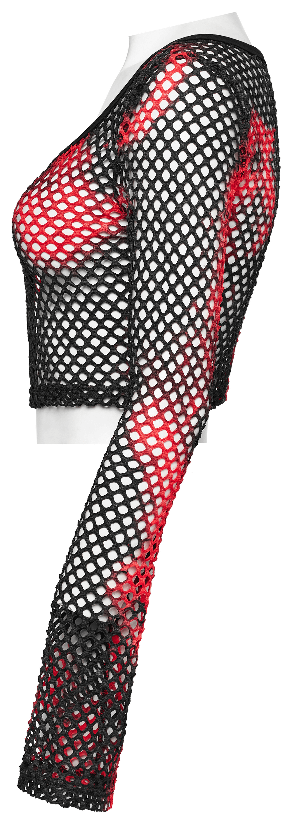 Punk Women's Tie Dye Mesh Crop Top with Hooks