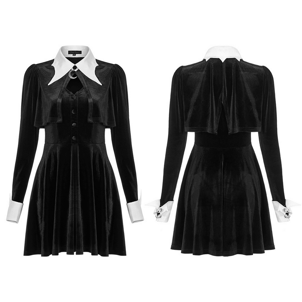 Punkrave Batwing Collar Black Gothic Velvet Dress