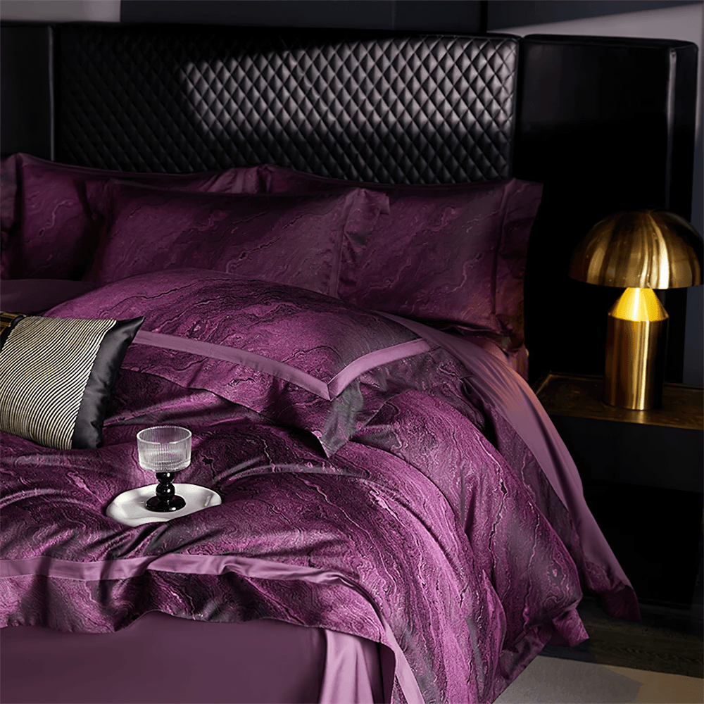 Purple Egyptian Cotton Jacquard Satin Bedding Set
