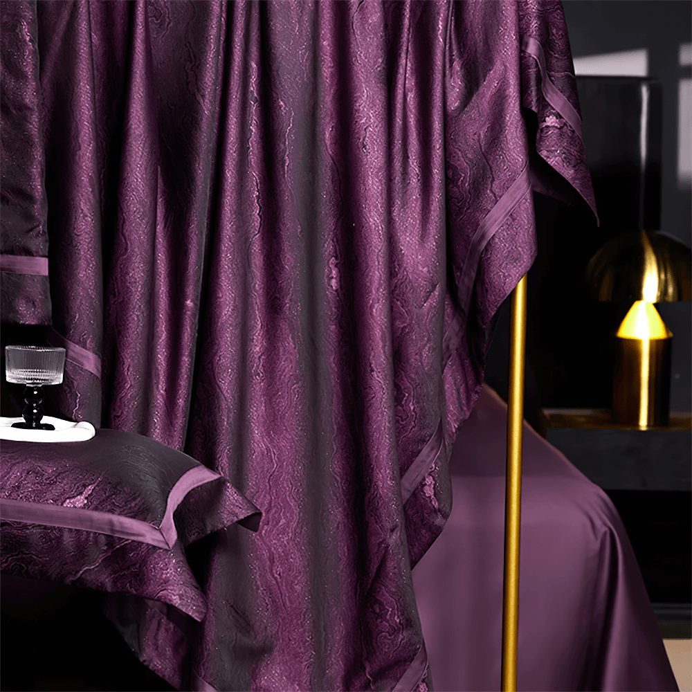 Purple Egyptian Cotton Jacquard Satin Bedding Set