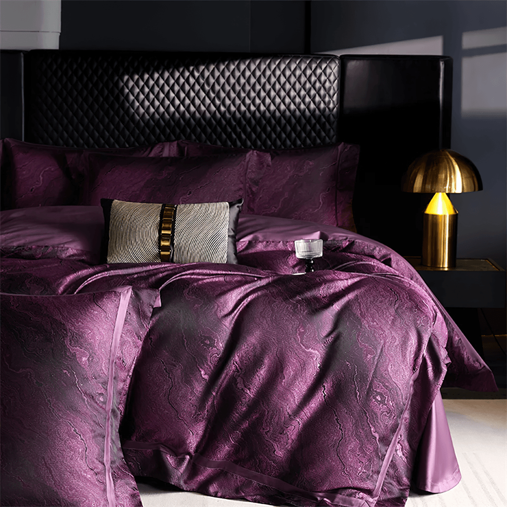 Purple Egyptian Cotton Jacquard Satin Bedding Set