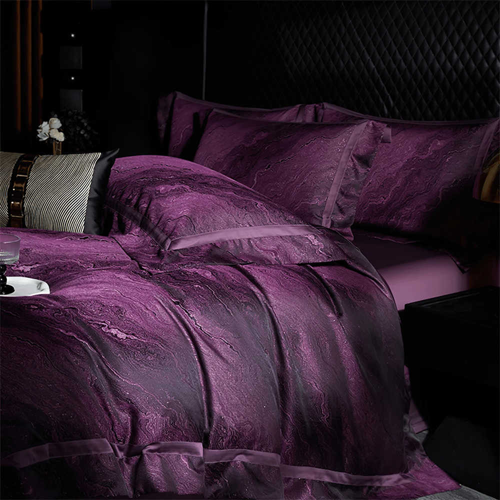 Purple Egyptian Cotton Jacquard Satin Bedding Set