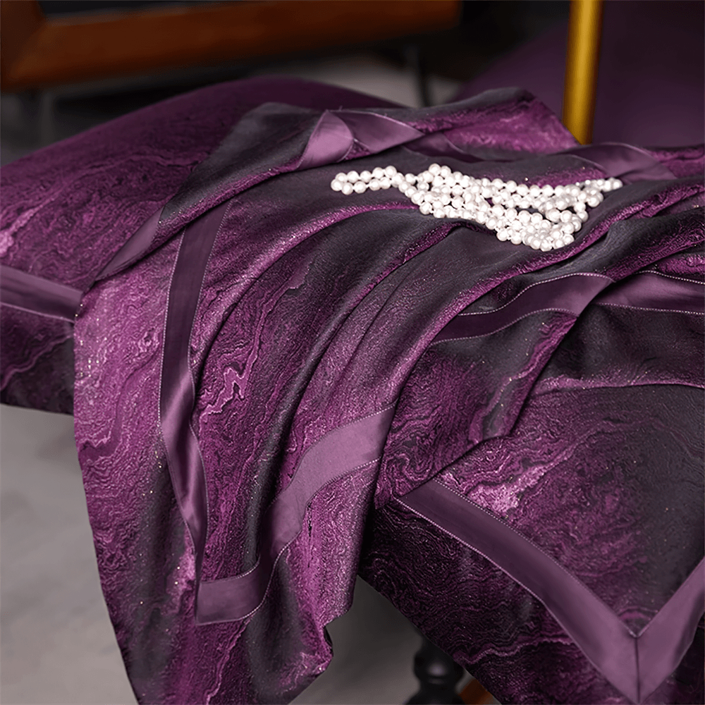 Purple Egyptian Cotton Jacquard Satin Bedding Set