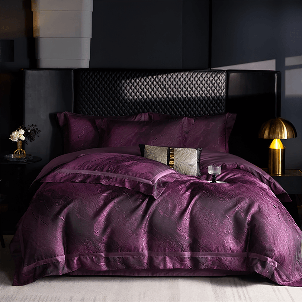 Purple Egyptian Cotton Jacquard Satin Bedding Set