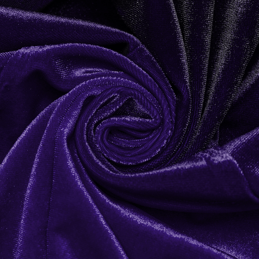 Luxurious purple gradient velvet fabric texture for gothic dress design.