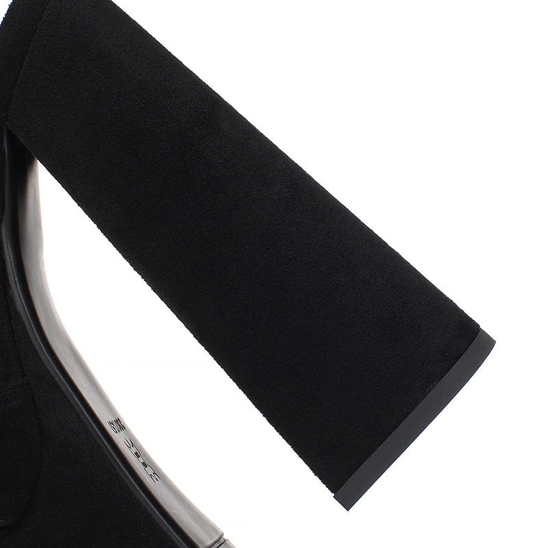 Quality Genuine Leather Women's Shoes / Sexy Heel Platform Black Sandals - HARD'N'HEAVY