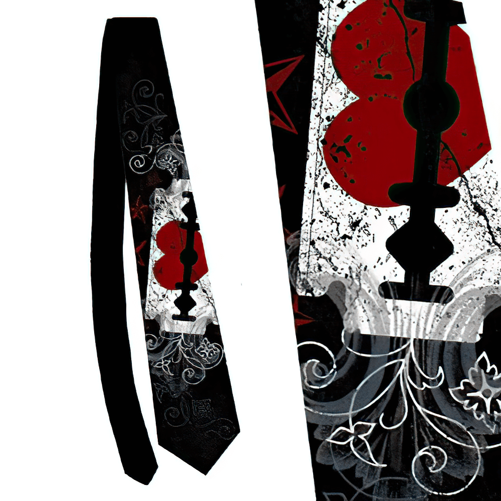 Razor Love Silk Printed Tie with Bold Graphics showcasing edgy designs and colors.