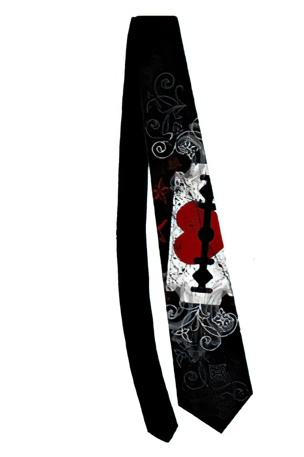 Razor Love Silk Printed Tie with Bold Graphics featuring edgy designs and intricate details.