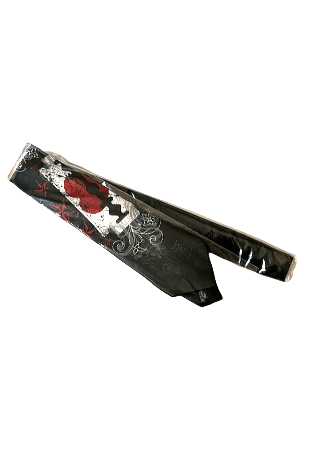 Razor Love Silk Printed Tie with Bold Graphics showcasing edgy design and intricate silk-screen printing.