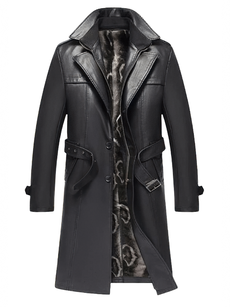 Real Leather Long Trench Coat for Men / Male Alternative Style Clothing - HARD'N'HEAVY