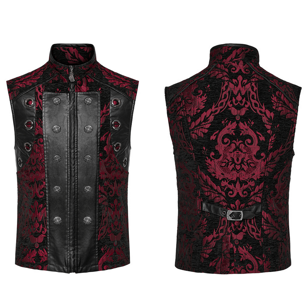 Red and Black Gothic Victorian Waistcoat for Men - HARD'N'HEAVY