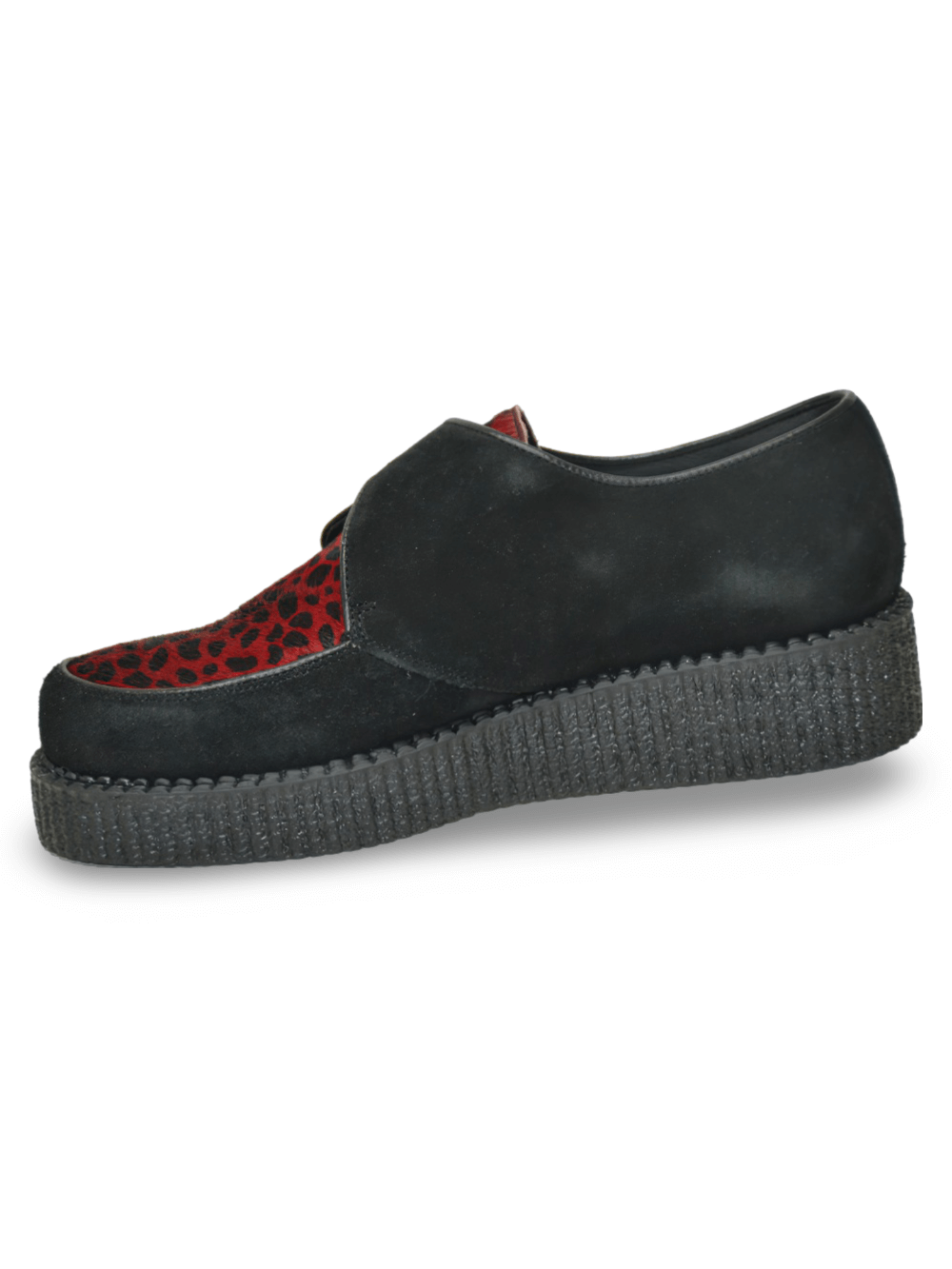Red and Black Leopard Suede Creepers with Buckle