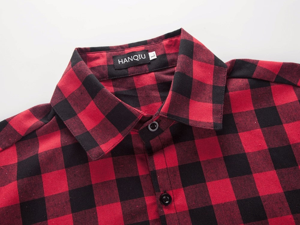 Red and Black Plaid Shirts for Men / Short Sleeve Checkered Shirts in Grunge Rock style