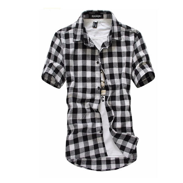 Red And Black Checkered shirt Shirt Men Rock Style Fashion Short Sleeve Alternative Shirt - HARD'N'HEAVY