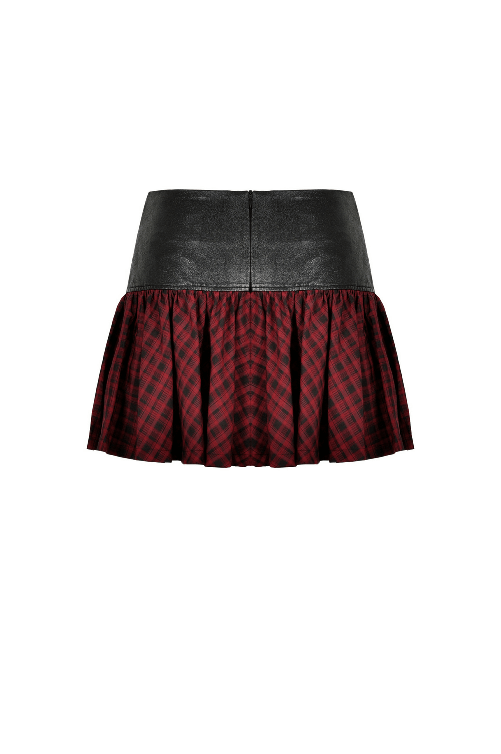 Red and Black Tartan Gothic Mini Skirt with Belt