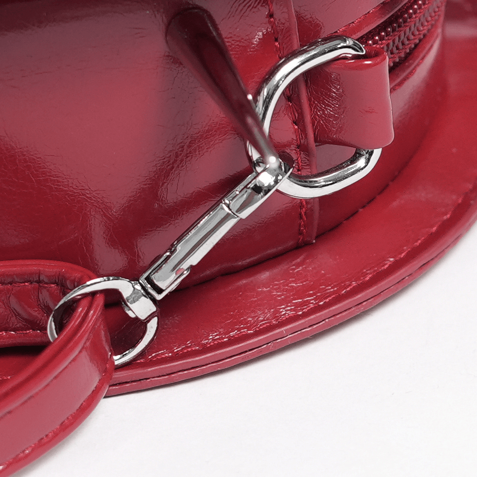 Red Gothic Heart Handbag with Spikes and Pentagram