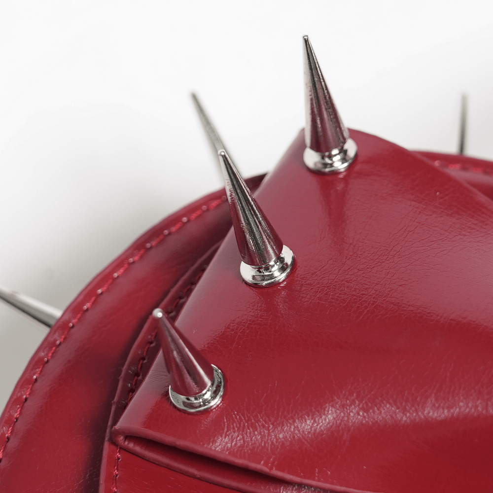 Red Gothic Heart Handbag with Spikes and Pentagram
