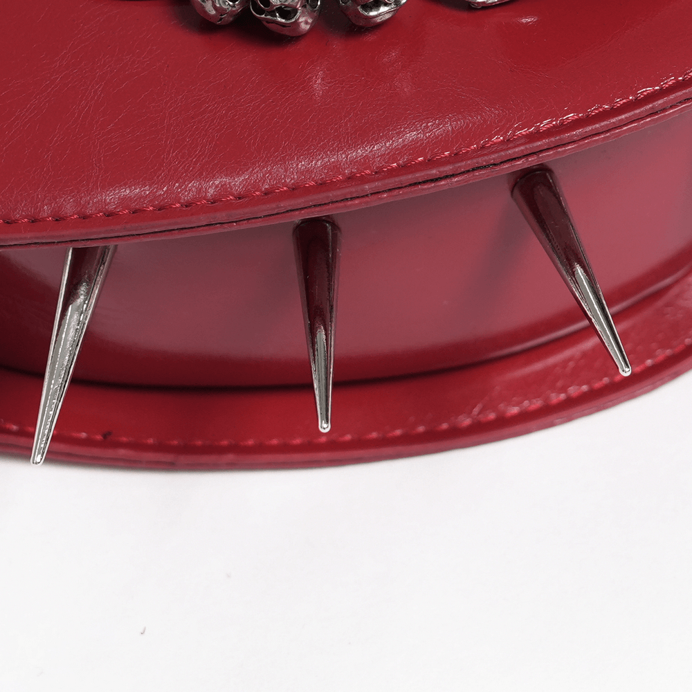 Red Gothic Heart Handbag with Spikes and Pentagram