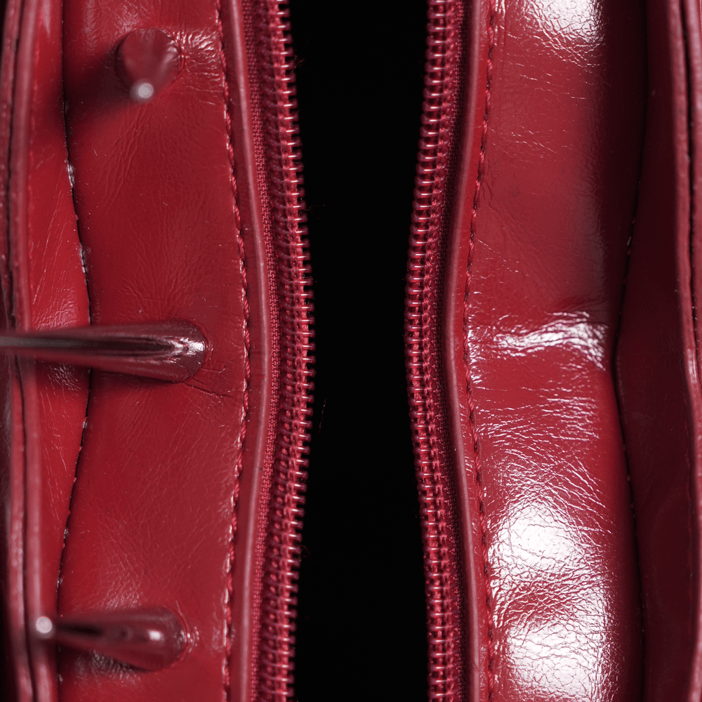Red Gothic Heart Handbag with Spikes and Pentagram