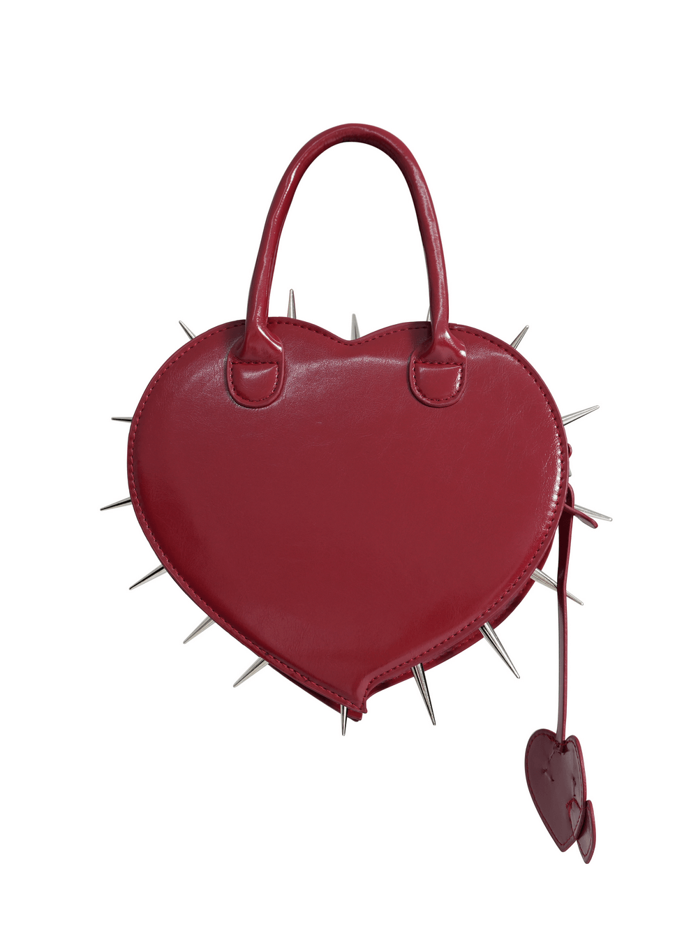 Red Gothic Heart Handbag with Spikes and Pentagram