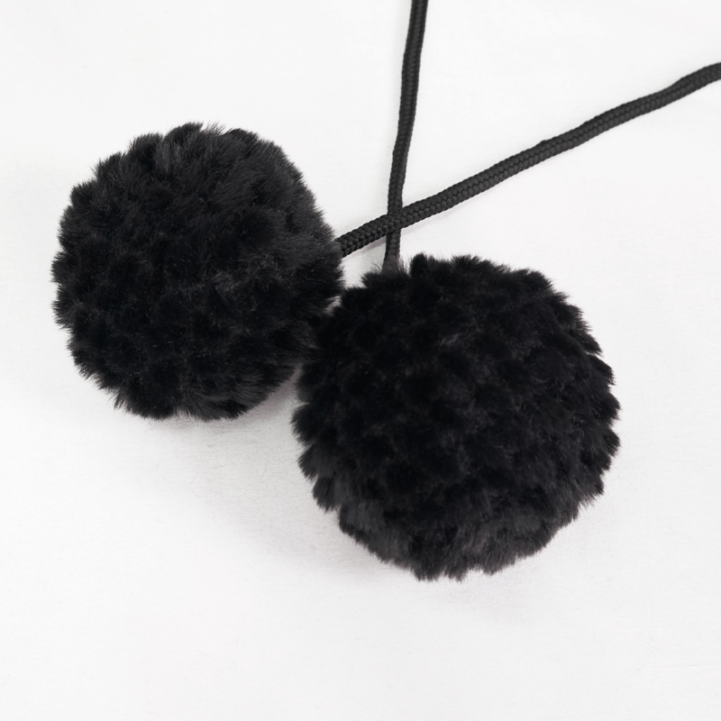 Black pompons for a gothic cape, adding a playful and stylish touch to your wardrobe.