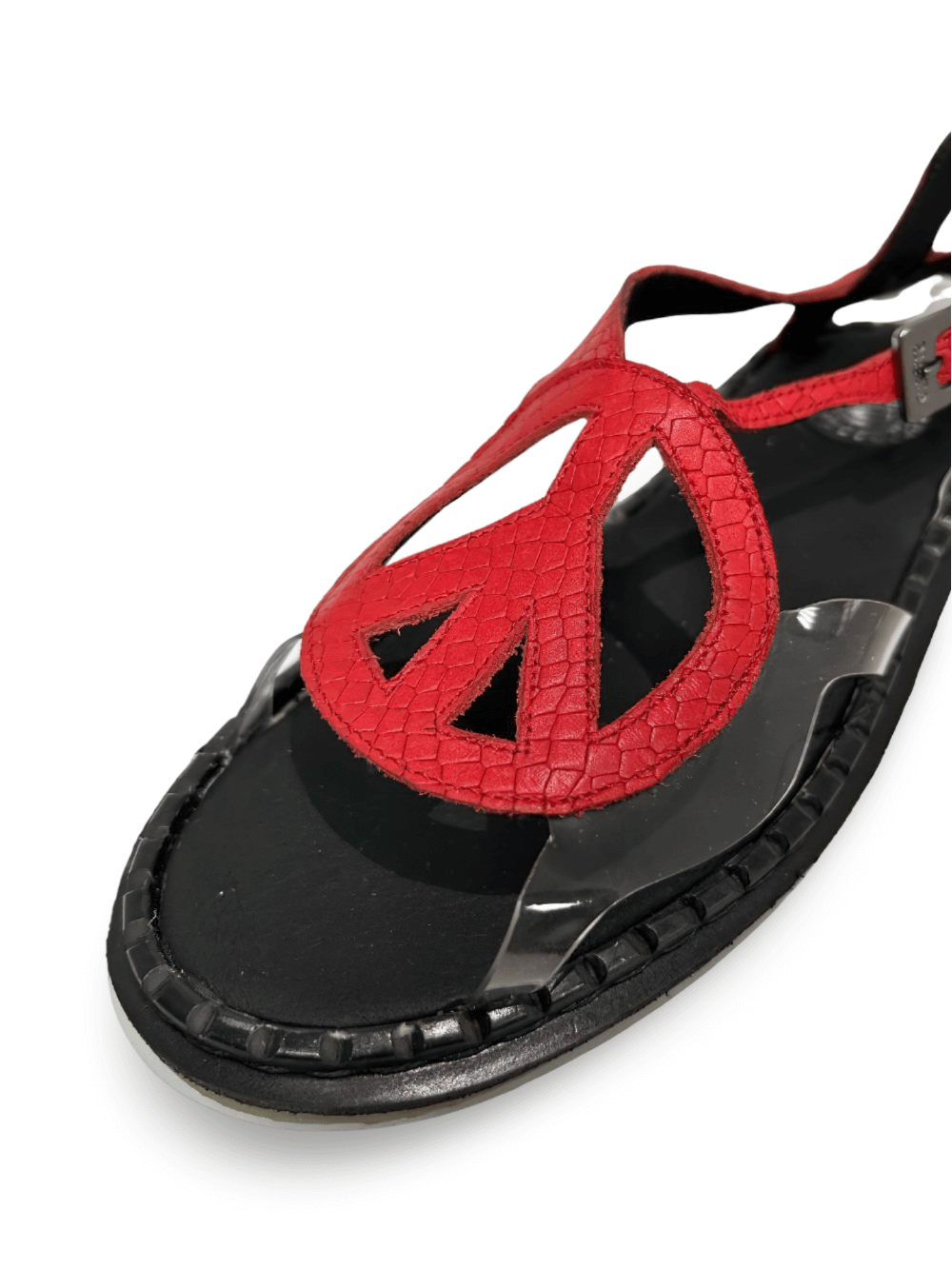 Red Snake Leather Rockabilly Sandals with Neolite Sole