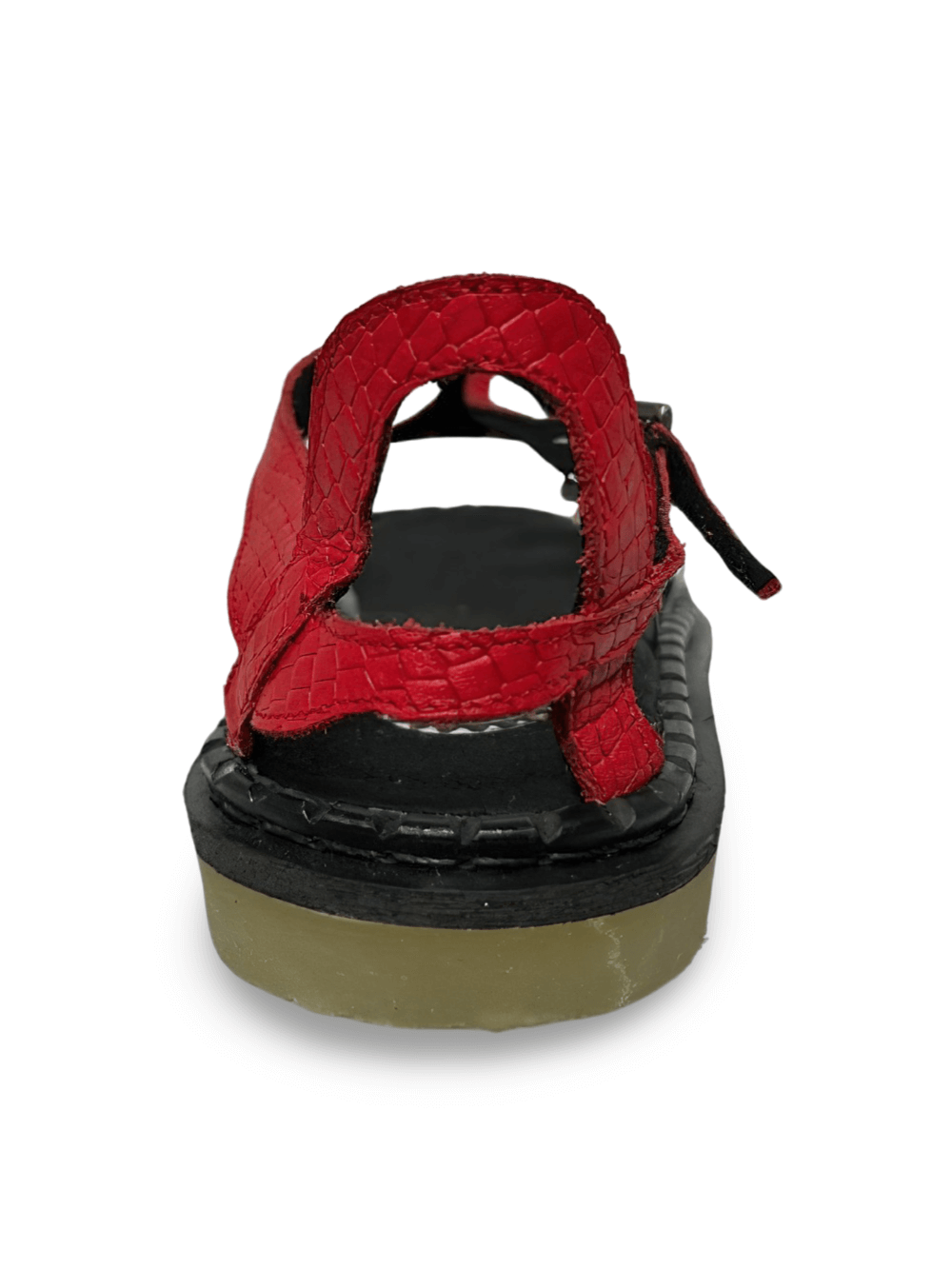 Red Snake Leather Rockabilly Sandals with Neolite Sole