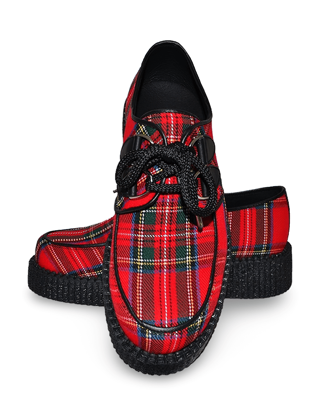 Red Tartan Creepers with Black Accents and Rubber Sole
