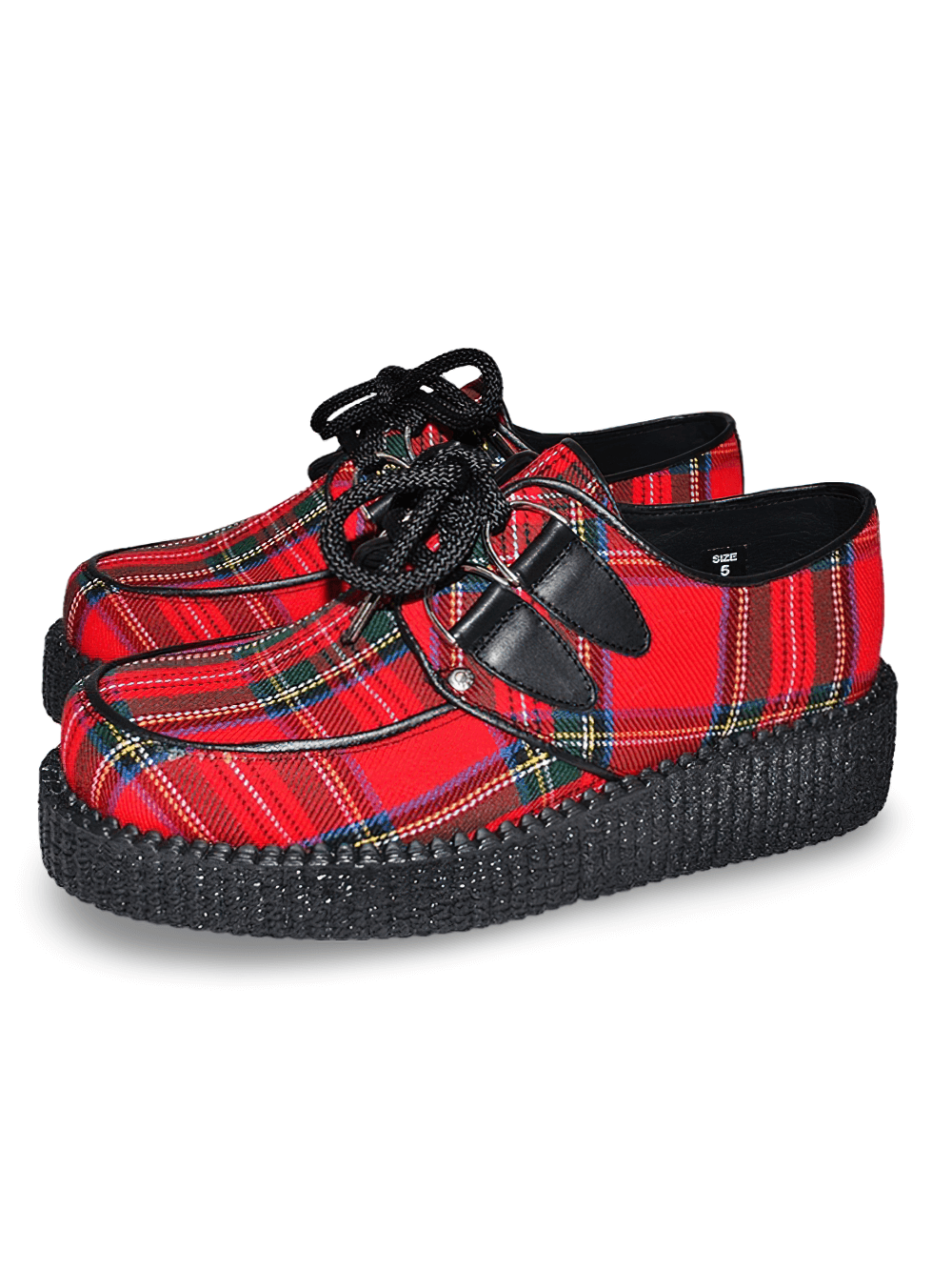 Red Tartan Creepers with Black Accents and Rubber Sole