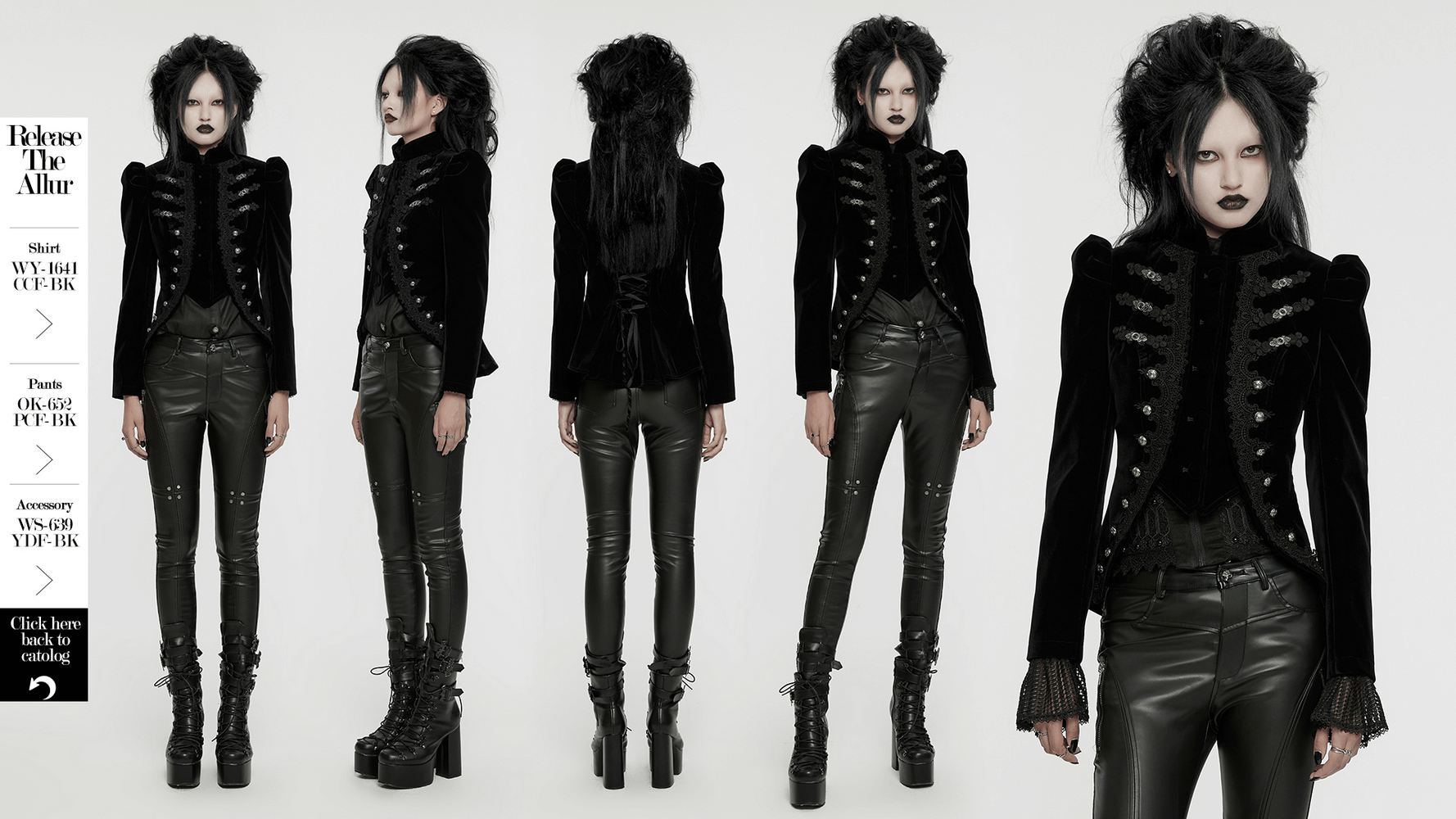 Refined Stand Collar Black Jacket with Lace and Buttons