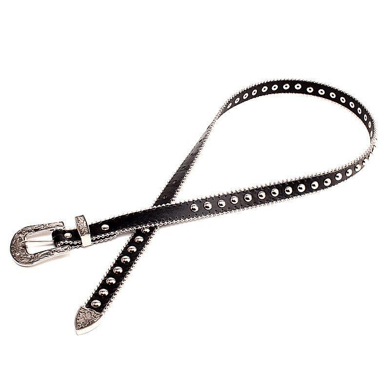 Retro Circular Rivets Belt With Silver Buckle / Decorative Belt For Jeans - HARD'N'HEAVY