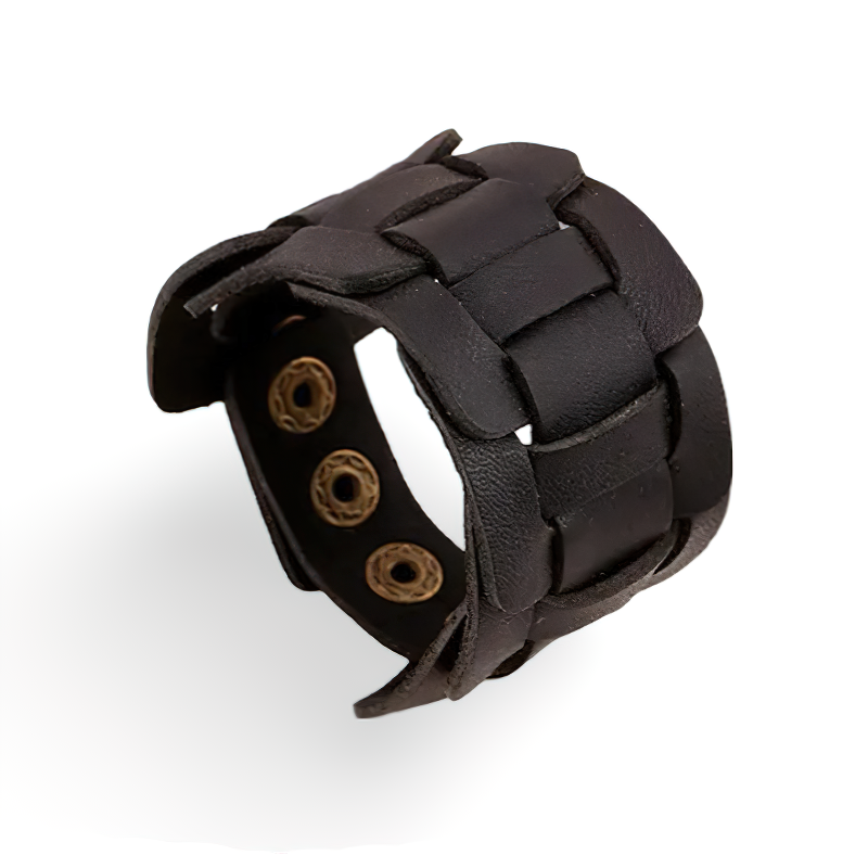 Retro Genuine Leather Belt Wristband / Bangle Snaps Fastener Cuff Bracelet / Alternative Accessories - HARD'N'HEAVY