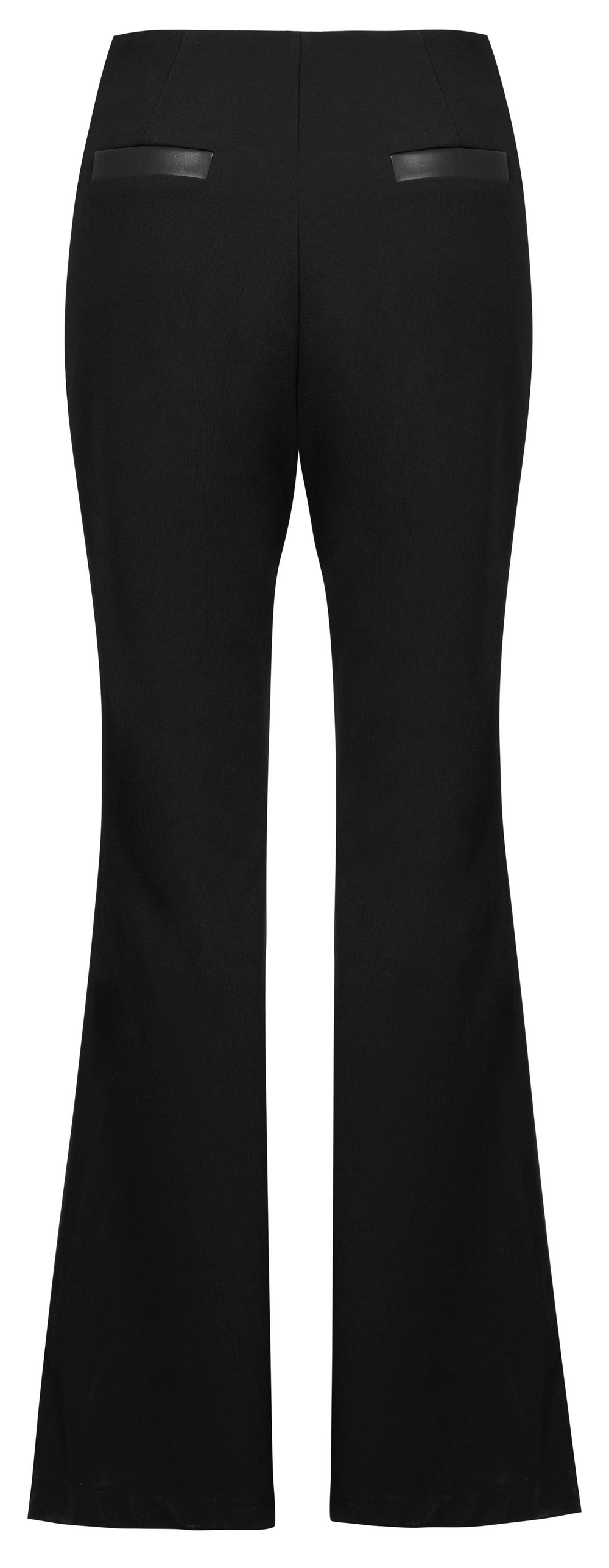 Retro High-Waist Belted Flared Trousers with PU Accents - HARD'N'HEAVY