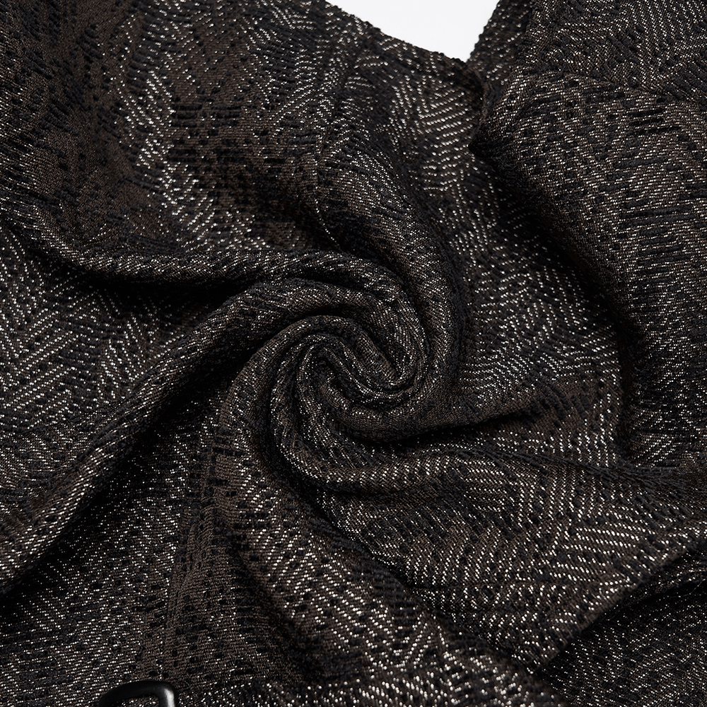 Close-up of textured jacquard fabric for Retro Jacquard Waistcoat Vest with Deep V-Neck showcasing intricate patterns.