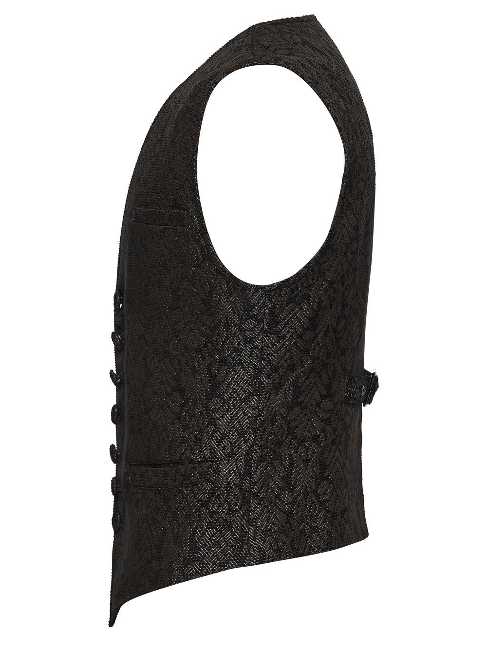 Retro Jacquard Waistcoat Vest with Deep V-Neck showcasing its textured fabric and tailored design.