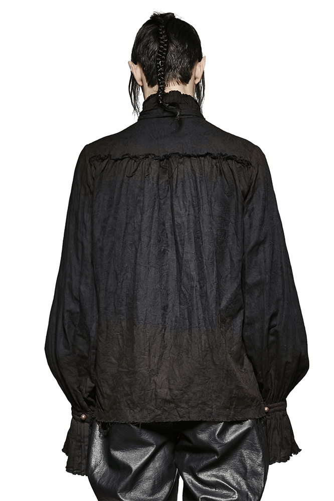 Retro Linen Steampunk Shirt with Tie Detail for Men
