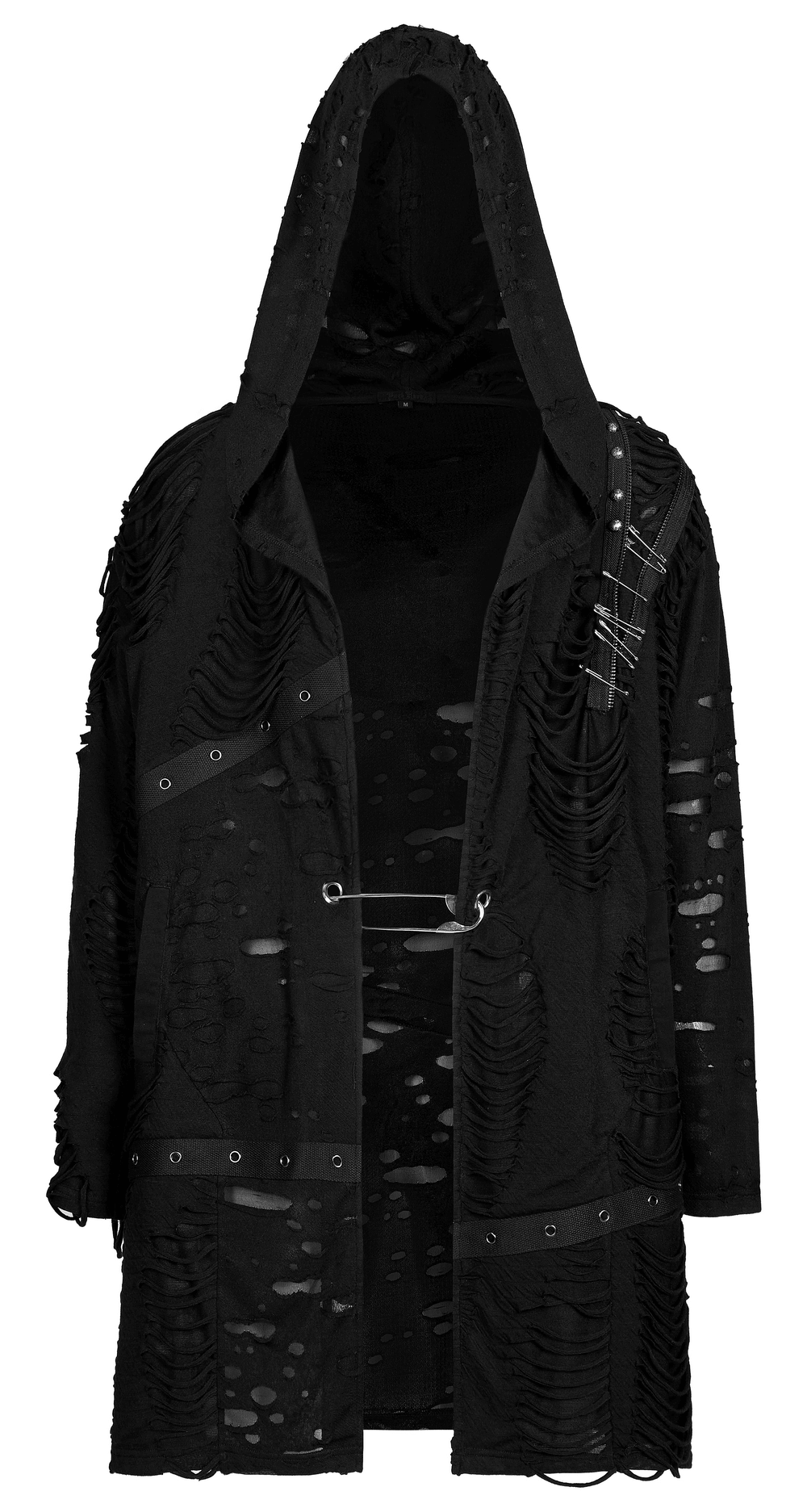 Rivet Zip Detail Gothic Long Coat Fashion - HARD'N'HEAVY