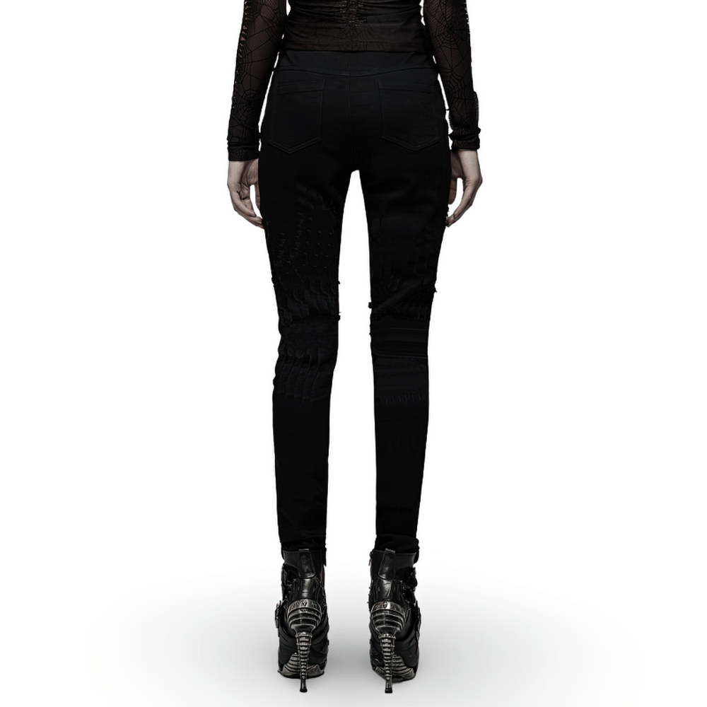 Riveted Mesh Cutout Jeans - Punk Rock Denim Wear