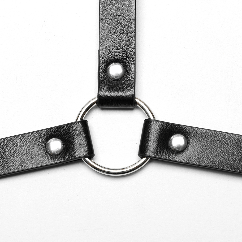 Riveted Punk Harness with Metal Rings and Halter Neck - HARD'N'HEAVY
