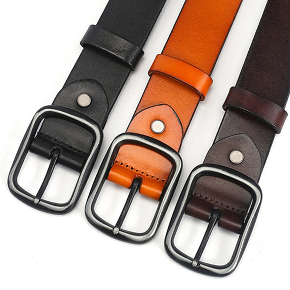 Riveted Real Leather Pin Belt for Men and Women / Rock Style Genuine Leather Belts - HARD'N'HEAVY